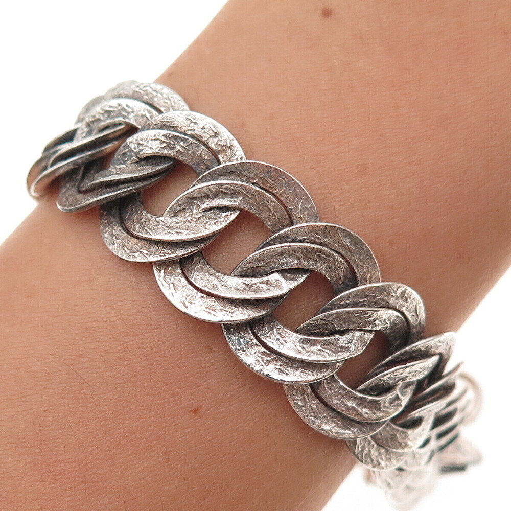 Silpada 925 Sterling Silver Vintage Double Chicest Link Bracelet 8.25"